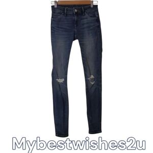 White House Black Market Jeans Women's Size 00 Blue Skinny Jeans Covered Rips